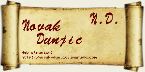 Novak Dunjić vizit kartica
